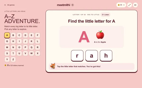 A–Z Adventure: a screenshot of the game