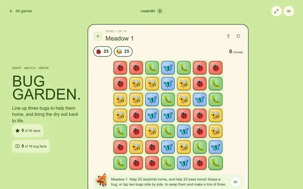 Bug Garden: a screenshot of the game