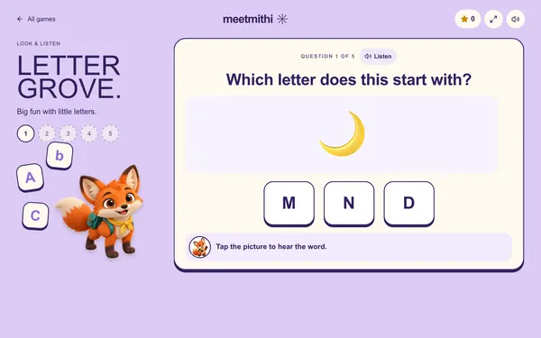 Letter Grove: a screenshot of the game