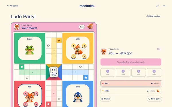 Ludo with Mithi: a screenshot of the game