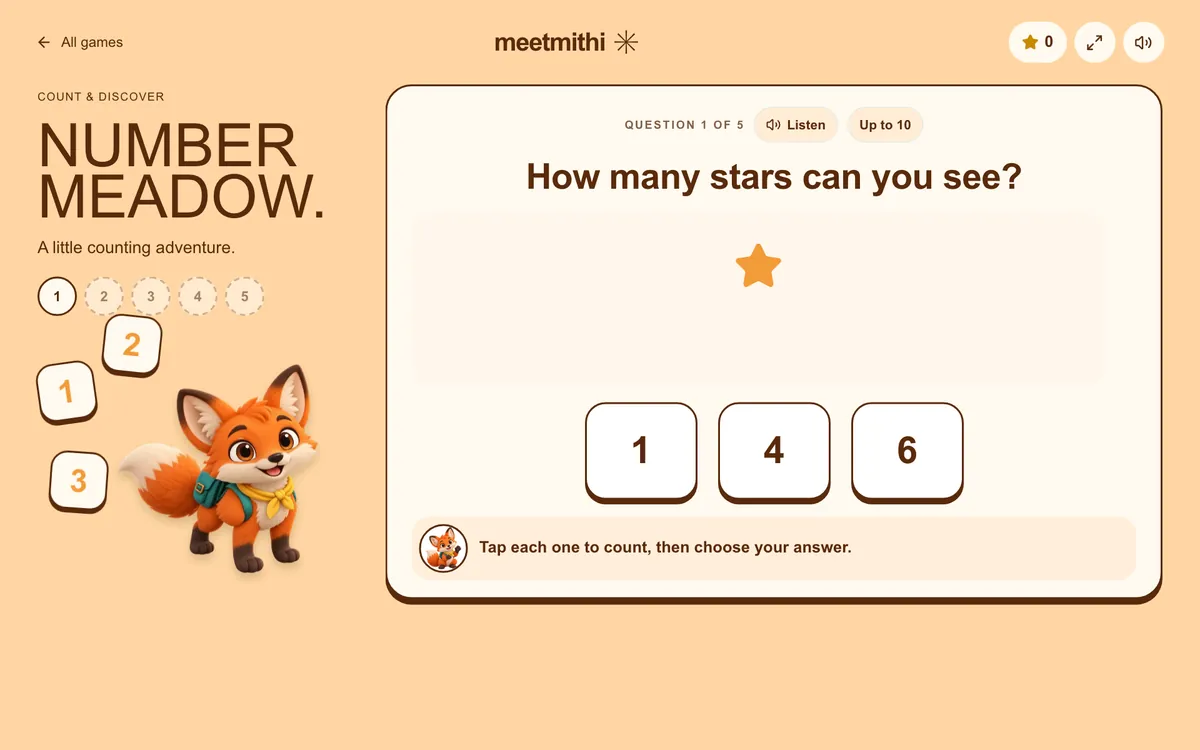 A screenshot of Number Meadow