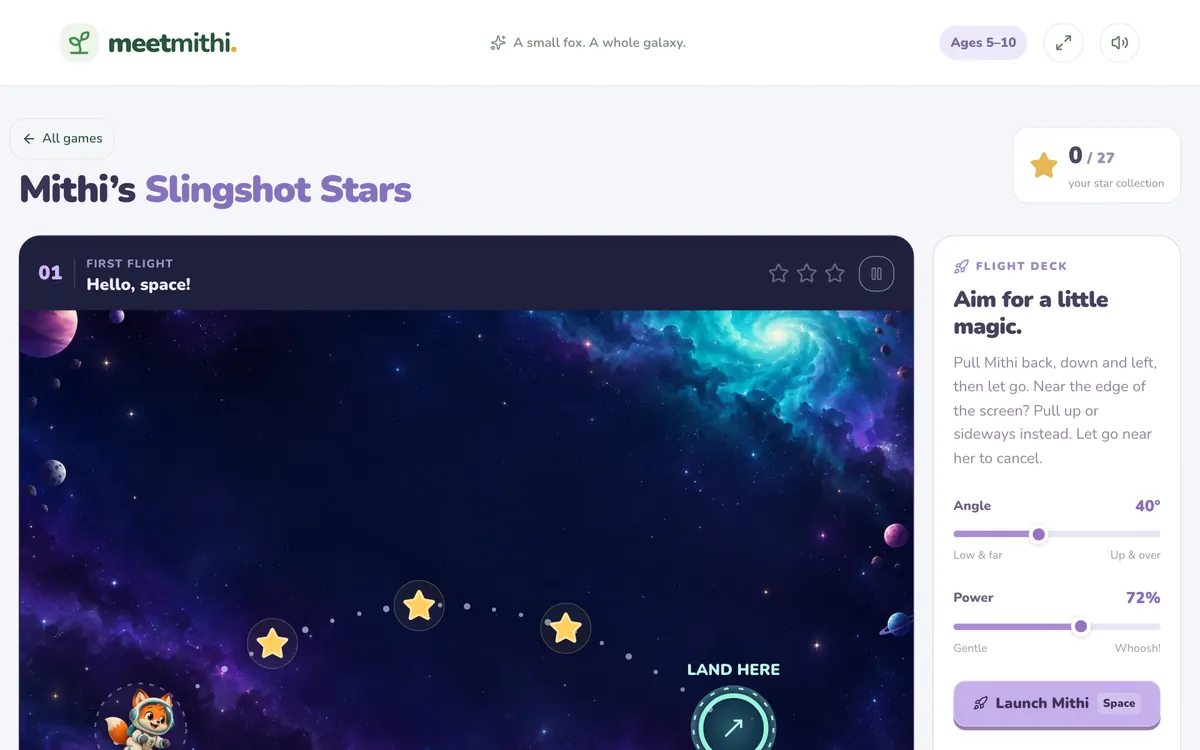 A screenshot of Slingshot Stars