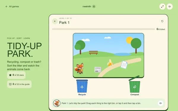 Tidy-Up Park: a screenshot of the game
